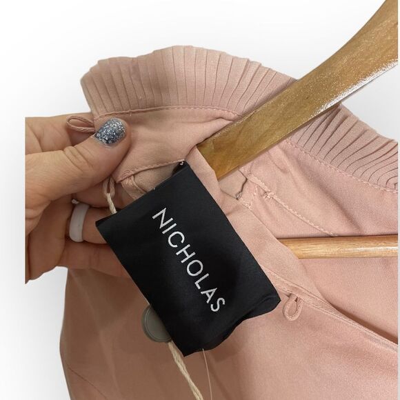 NWT NICHOLAS Blush Fine Pleat Blouse - Picture 8 of 15